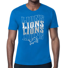 Detroit Lions Starter Four Team Name Retro Logo T-Shirt Blue - NFL