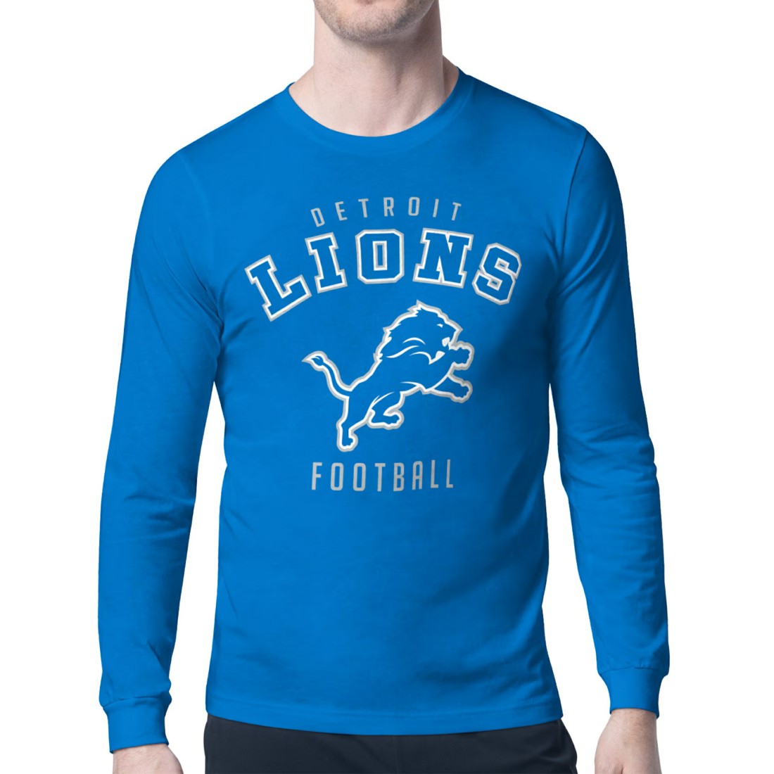 Detroit Lions Starter City Team Logo Long Sleeve T-Shirt Blue - NFL