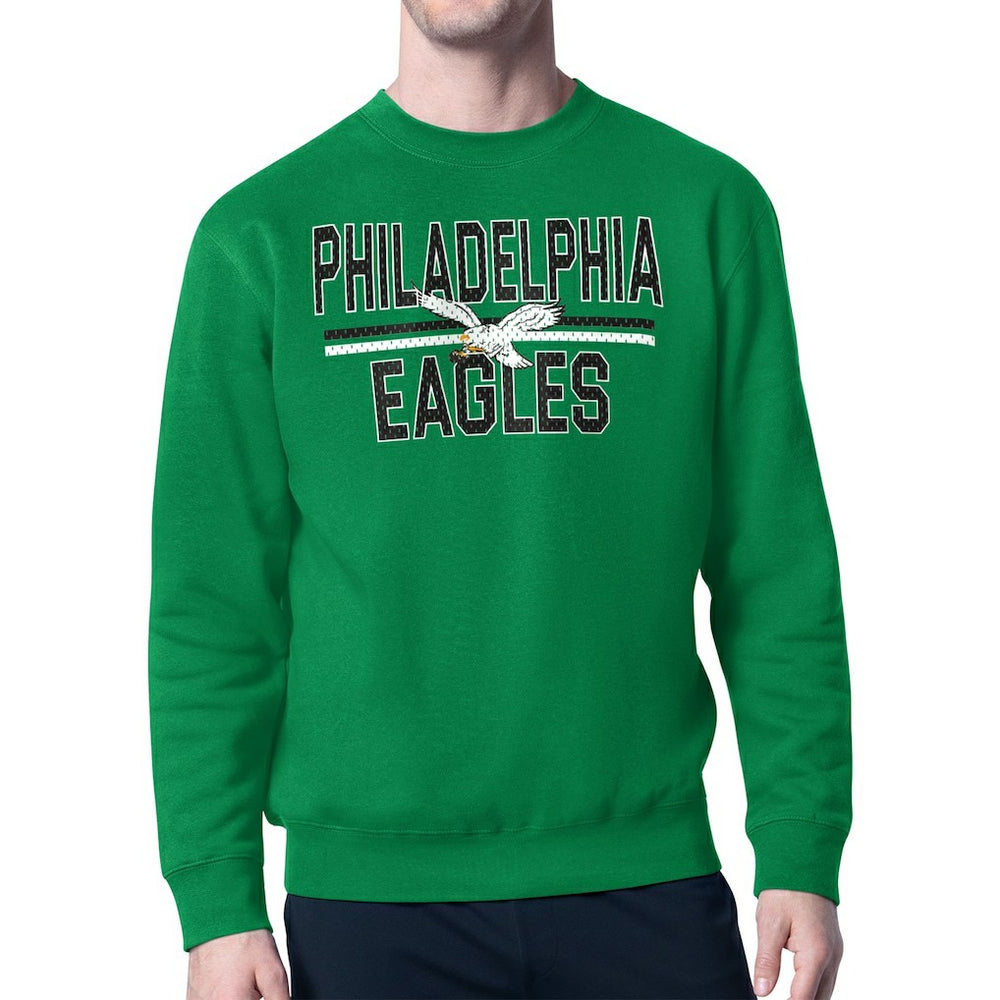 Philadelphia Eagles Starter Mesh Look Retro Logo Pullover Sweatshirt Kelly Green - NFL