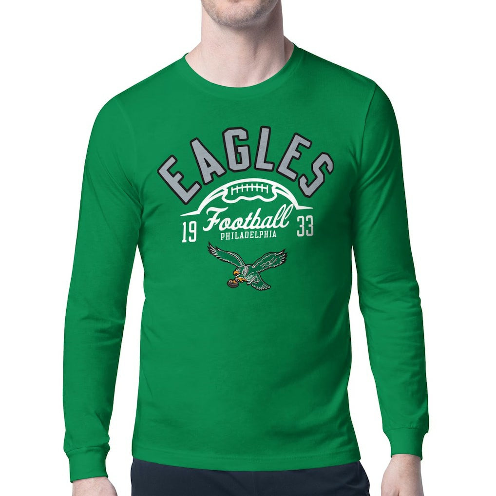 Philadelphia Eagles Starter Half Ball Retro Logo Long Sleeve T-Shirt Kelly Green - NFL