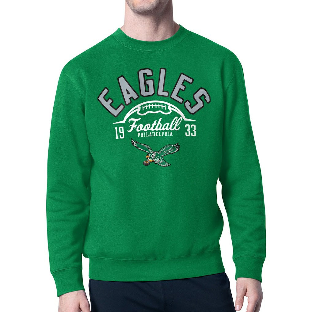 Philadelphia Eagles Starter Team Retro Logo Fleece Tri-Blend Pullover Sweatshirt Kelly Green - NFL