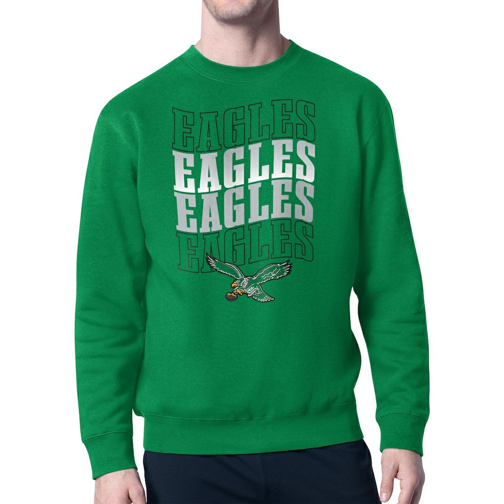 Philadelphia Eagles Starter Team Retro Logo Fleece Tri-Blend Pullover Sweatshirt Kelly Green - NFL