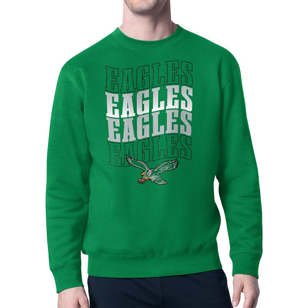 Philadelphia Eagles Starter Team Retro Logo Fleece Tri-Blend Pullover Sweatshirt Kelly Green - NFL