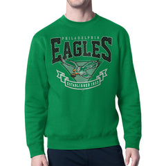 Philadelphia Eagles Starter Team Retro Logo Fleece Tri-Blend Pullover Hoodie Kelly Green - NFL