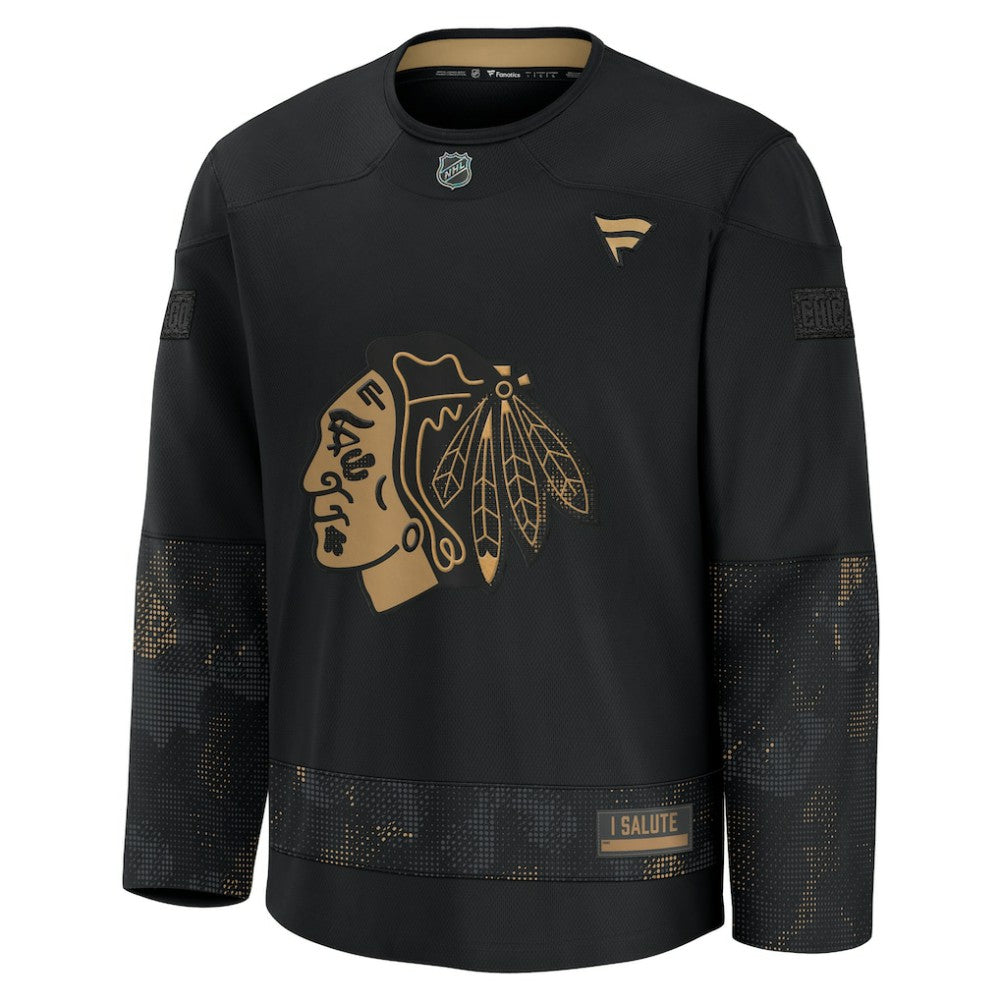 Chicago Blackhawks Fanatics 2024 Military Appreciation Practice Jersey - Black | NHL Jerseys