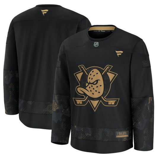 Anaheim Ducks Fanatics 2024 Military Appreciation Practice Jersey - Black | NHL Jerseys
