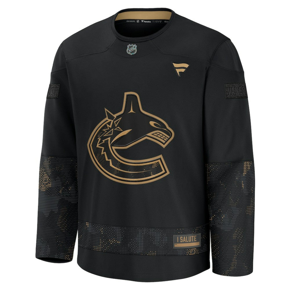 Vancouver Canucks Fanatics 2024 Military Appreciation Practice Jersey - Black | NHL Jerseys