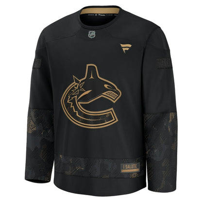 Vancouver Canucks Fanatics 2024 Military Appreciation Practice Jersey - Black | NHL Jerseys