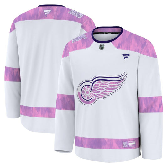 Detroit Red Wings Fanatics 2024 Hockey Fights Cancer Practice Jersey - White | NHL Jerseys