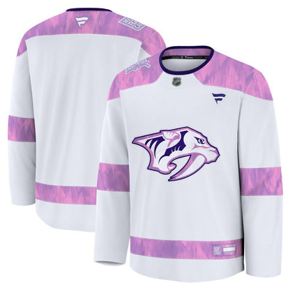 Nashville Predators Fanatics 2024 Hockey Fights Cancer Practice Jersey - White | NHL Jerseys