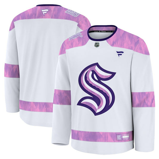 Seattle Kraken Fanatics 2024 Hockey Fights Cancer Practice Jersey - White | NHL Jerseys