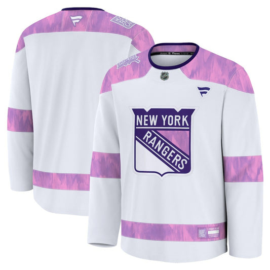 New York Rangers Fanatics 2024 Hockey Fights Cancer Practice Jersey - White | NHL Jerseys