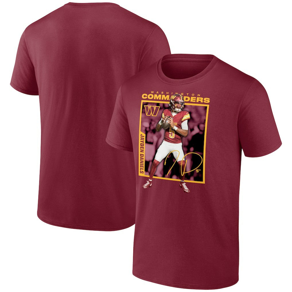 Jayden Daniels Washington Commanders Player Frame T-Shirt Burgundy - NFL