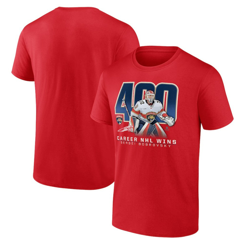 Sergei Bobrovsky Florida Panthers - 400 Career Wins T-Shirt Red
