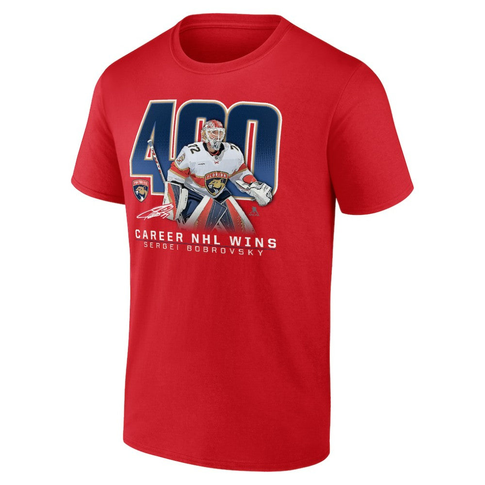 Sergei Bobrovsky Florida Panthers - 400 Career Wins T-Shirt Red
