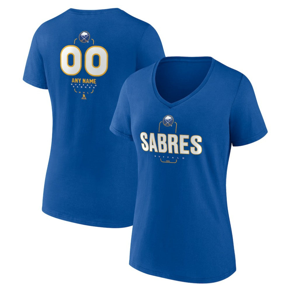 Buffalo Sabres - Women's Personalized Name & Number Midfielder V-Neck T-Shirt Royal