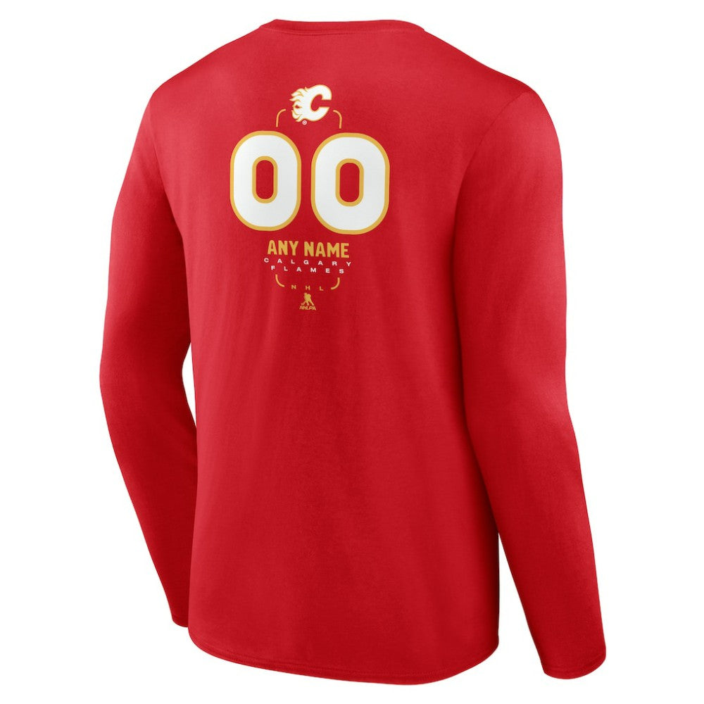 Calgary Flames - Personalized Name & Number Midfielder Long Sleeve T-Shirt Red