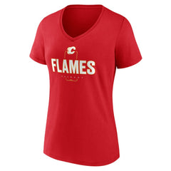 Calgary Flames - Women's Personalized Name & Number Midfielder V-Neck T-Shirt Red