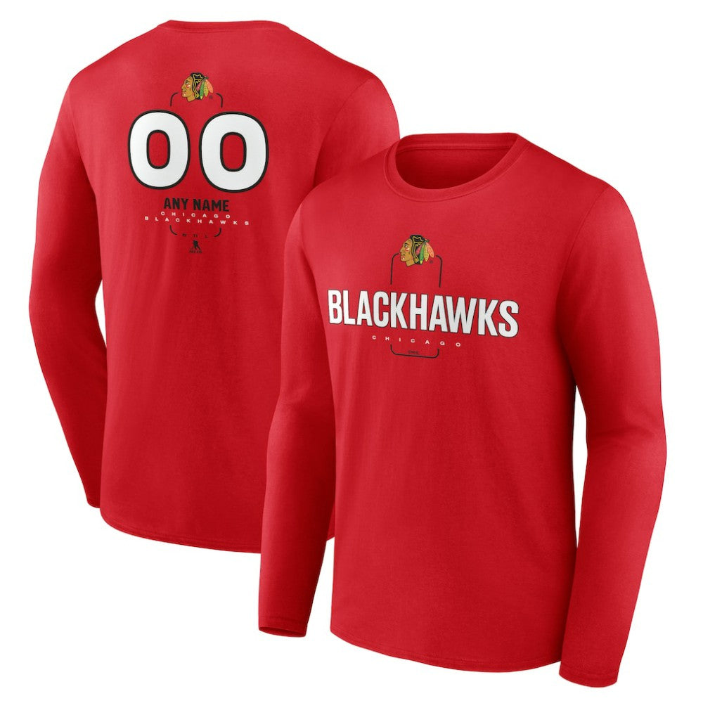 Chicago Blackhawks Personalized Name & Number Midfielder Long Sleeve T-Shirt Red