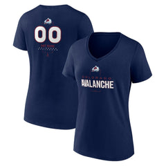 Colorado Avalanche - Women's Personalized Name & Number Midfielder V-Neck T-Shirt Navy