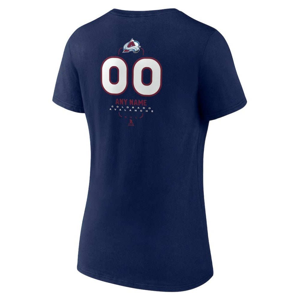 Colorado Avalanche - Women's Personalized Name & Number Midfielder V-Neck T-Shirt Navy
