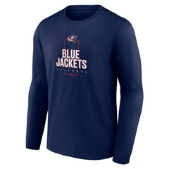 Columbus Blue Jackets - Personalized Name & Number Midfielder Long Sleeve T-Shirt Navy