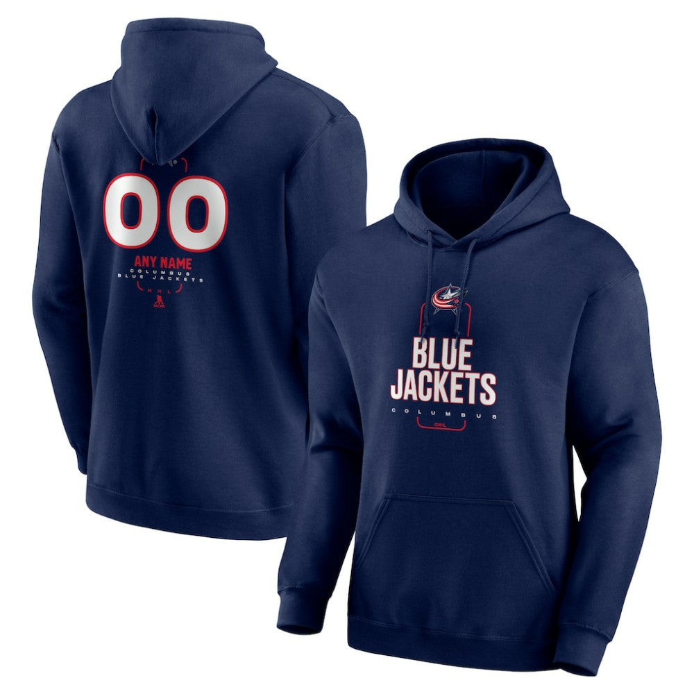 Columbus Blue Jackets - Personalized Name & Number Midfielder Pullover Hoodie Navy
