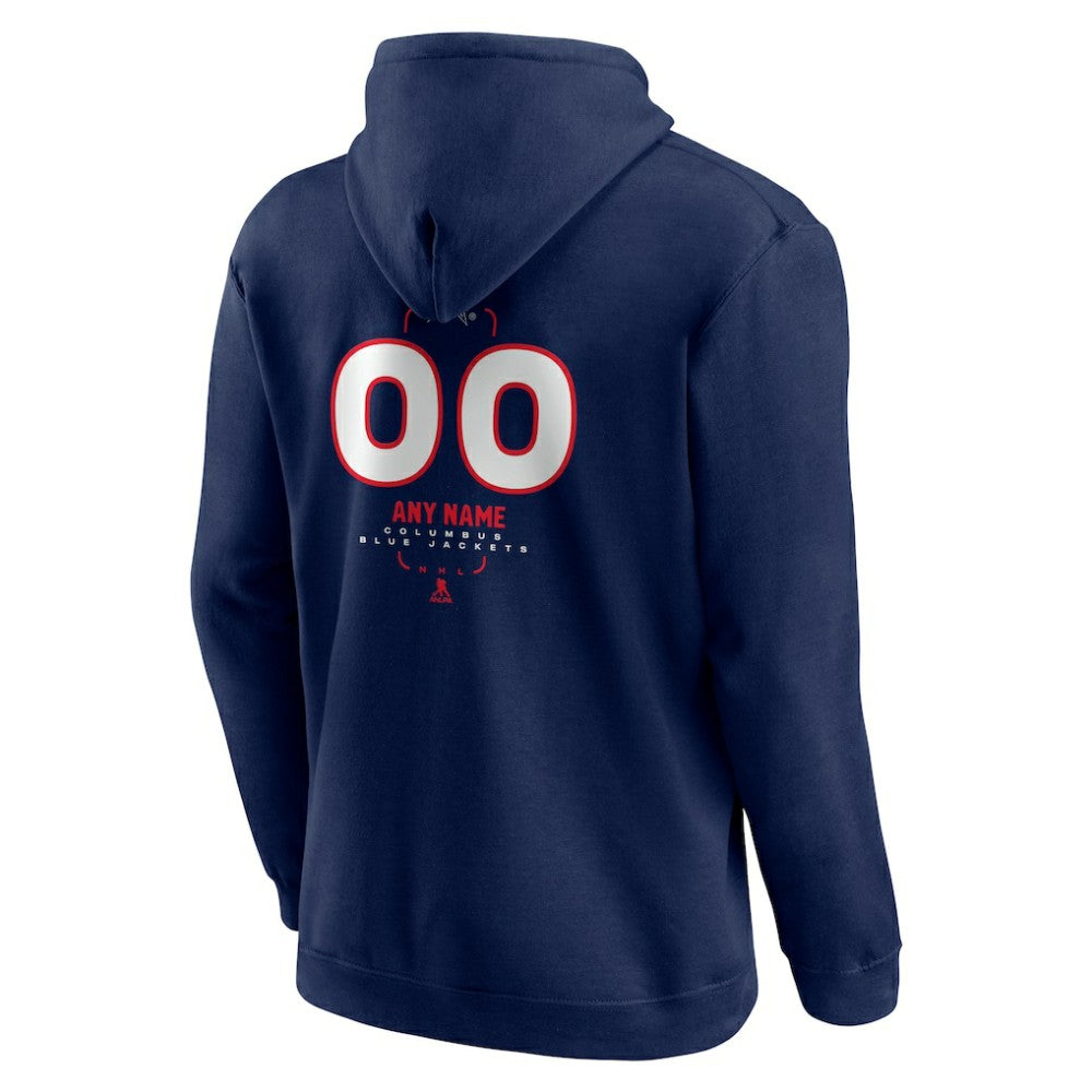 Columbus Blue Jackets - Personalized Name & Number Midfielder Pullover Hoodie Navy