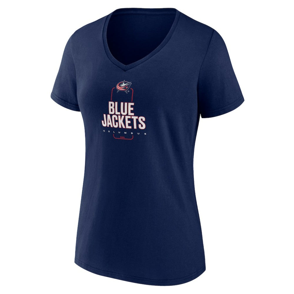 Columbus Blue Jackets - Women's Personalized Name & Number Midfielder V-Neck T-Shirt Navy