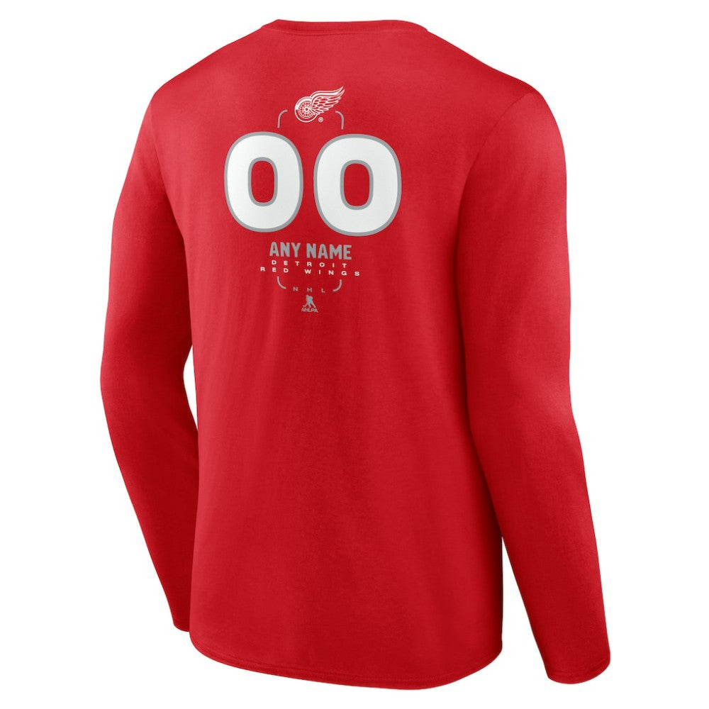Detroit Red Wings - Personalized Name & Number Midfielder Long Sleeve T-Shirt Red