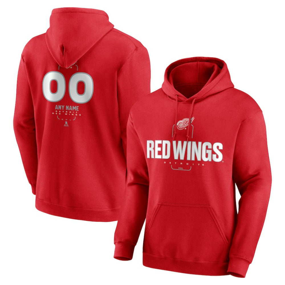 Detroit Red Wings - Personalized Name & Number Midfielder Pullover Hoodie Red