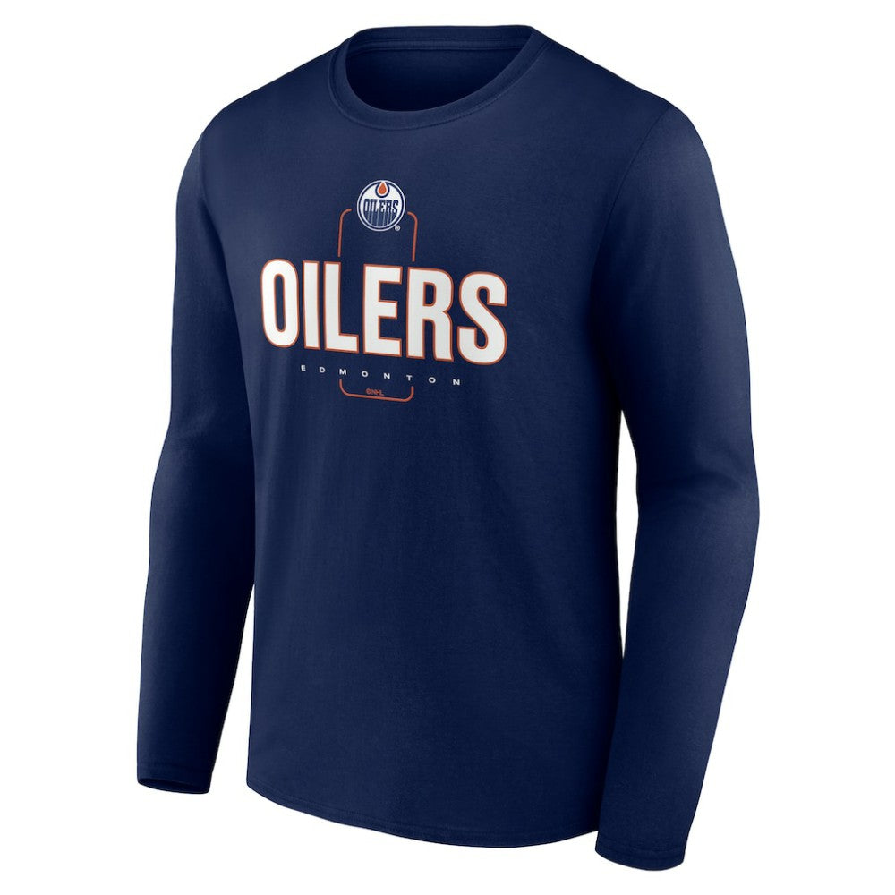 Edmonton Oilers - Personalized Name & Number Midfielder Long Sleeve T-Shirt Navy