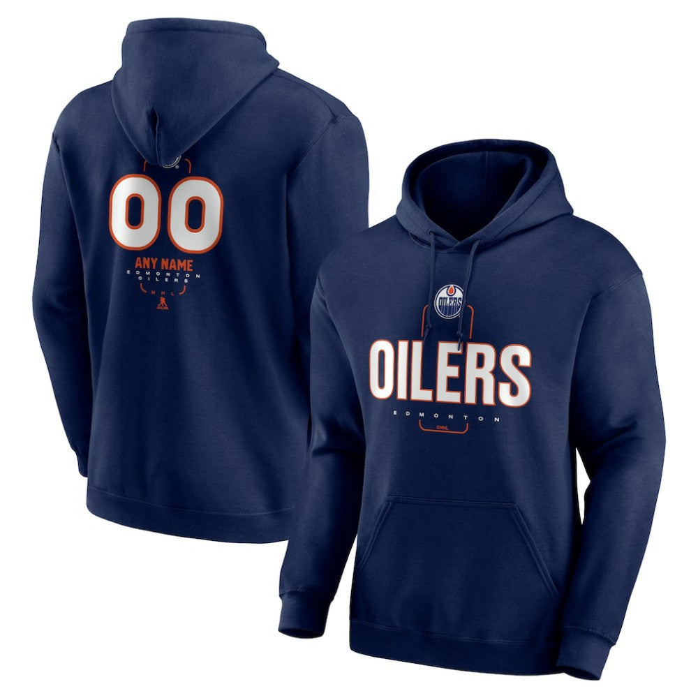 Edmonton Oilers - Personalized Name & Number Midfielder Pullover Hoodie Navy