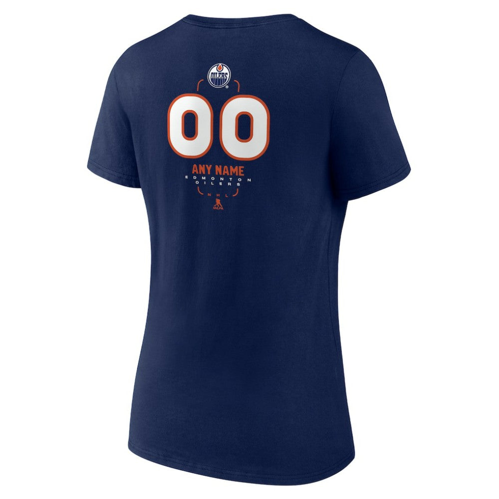 Edmonton Oilers - Women's Personalized Name & Number Midfielder V-Neck T-Shirt Navy