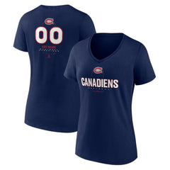 Montreal Canadiens - Women's Personalized Name & Number Midfielder V-Neck T-Shirt Navy