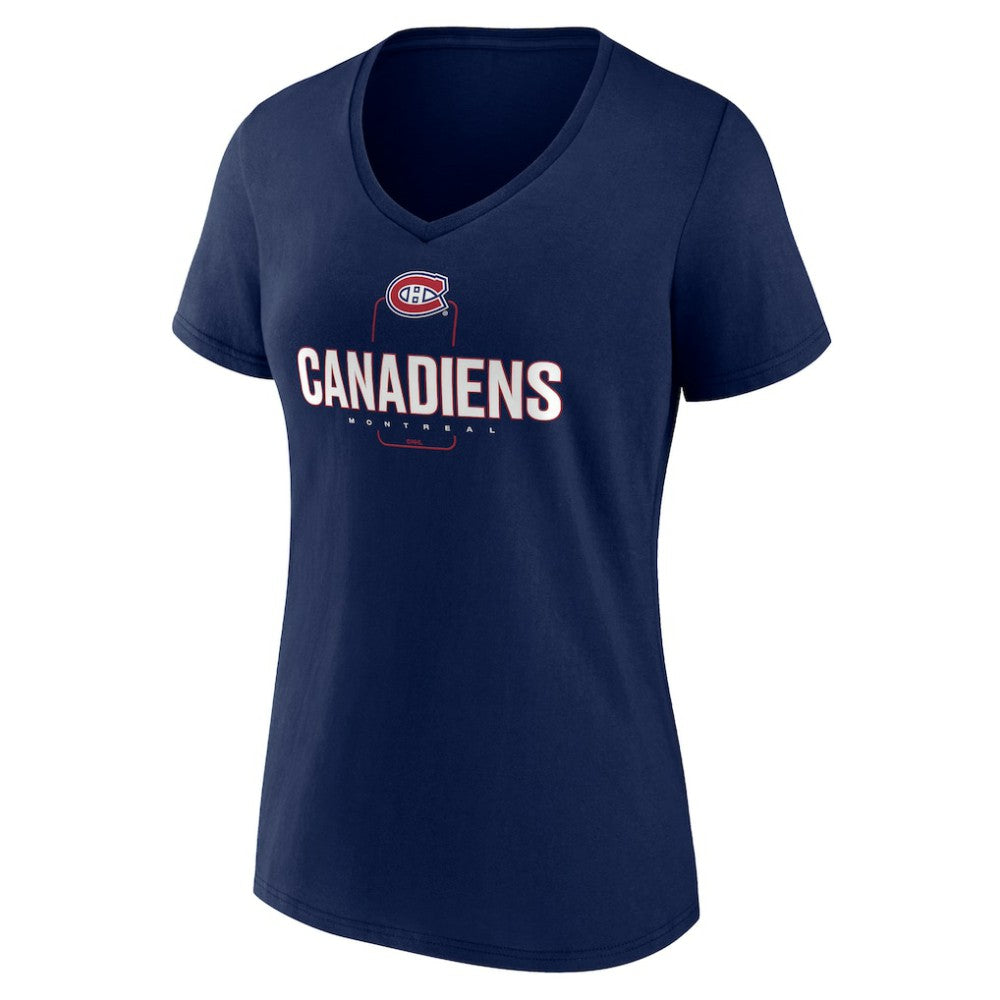 Montreal Canadiens - Women's Personalized Name & Number Midfielder V-Neck T-Shirt Navy