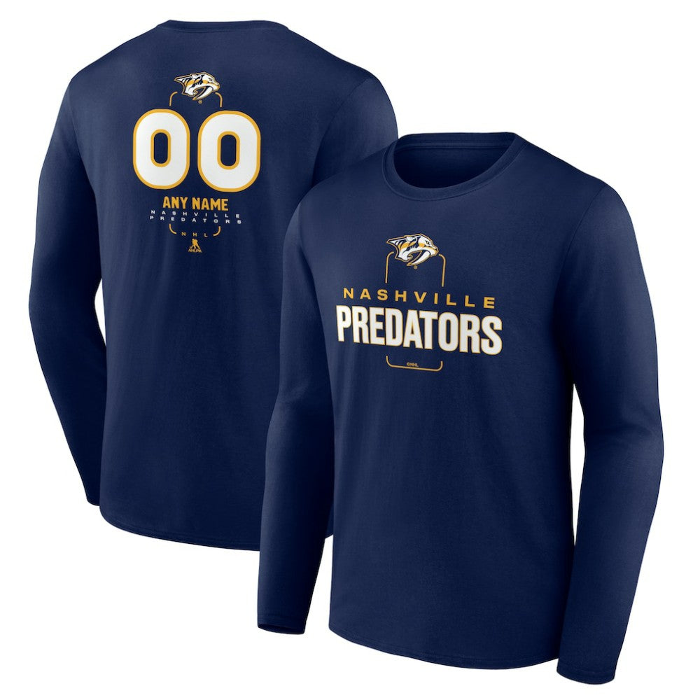 Nashville Predators - Personalized Name & Number Midfielder Long Sleeve T-Shirt Navy