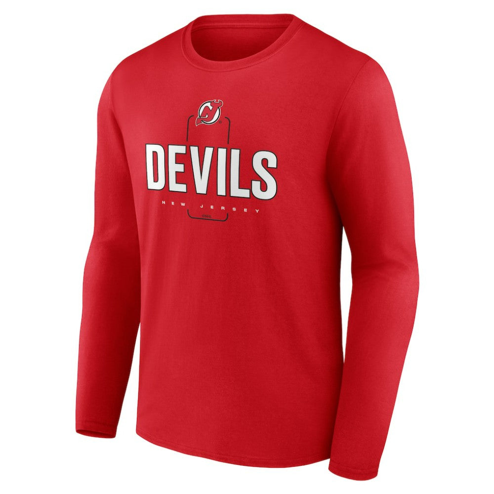 New Jersey Devils - Personalized Name & Number Midfielder Long Sleeve T-Shirt Red