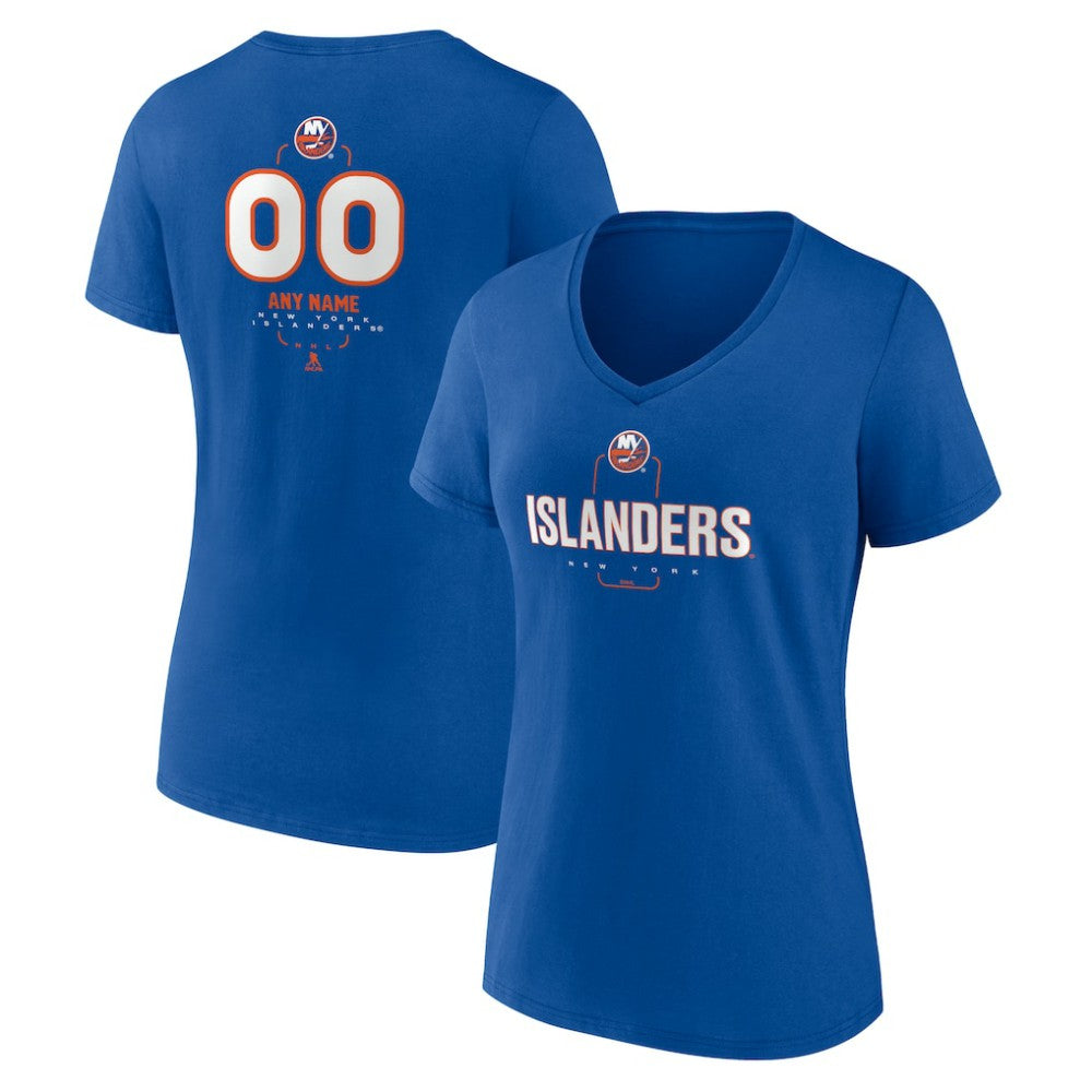 New York Islanders - Women's Personalized Name & Number Midfielder V-Neck T-Shirt Royal