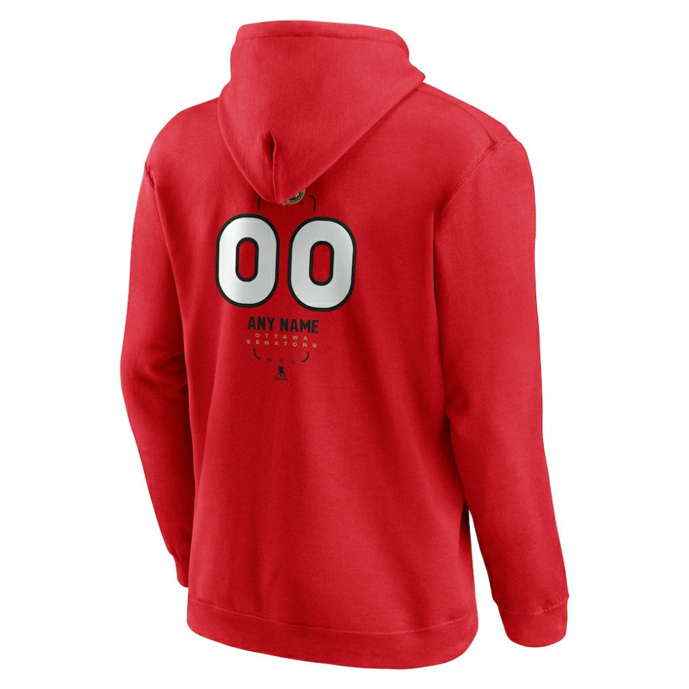 Ottawa Senators - Personalized Name & Number Midfielder Pullover Hoodie Red