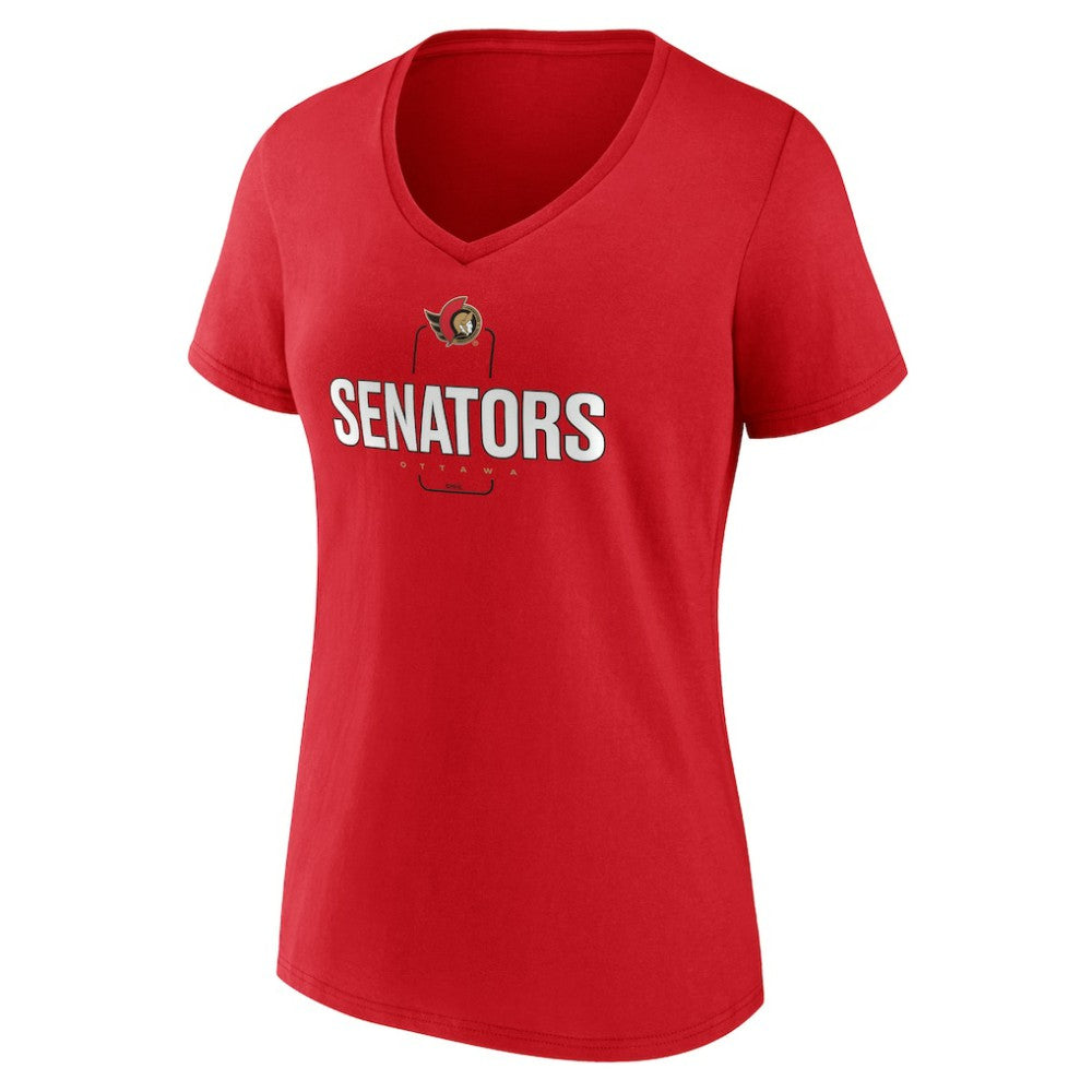 Ottawa Senators - Women's Personalized Name & Number Midfielder V-Neck T-Shirt Red