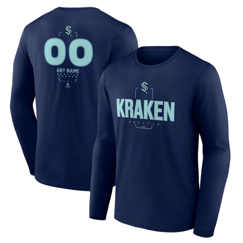Seattle Kraken Personalized Name & Number Midfielder Long Sleeve T-Shirt Deep Sea Blue