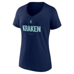 Seattle Kraken Women's Personalized Name & Number Midfielder V-Neck T-Shirt Deep Sea Blue