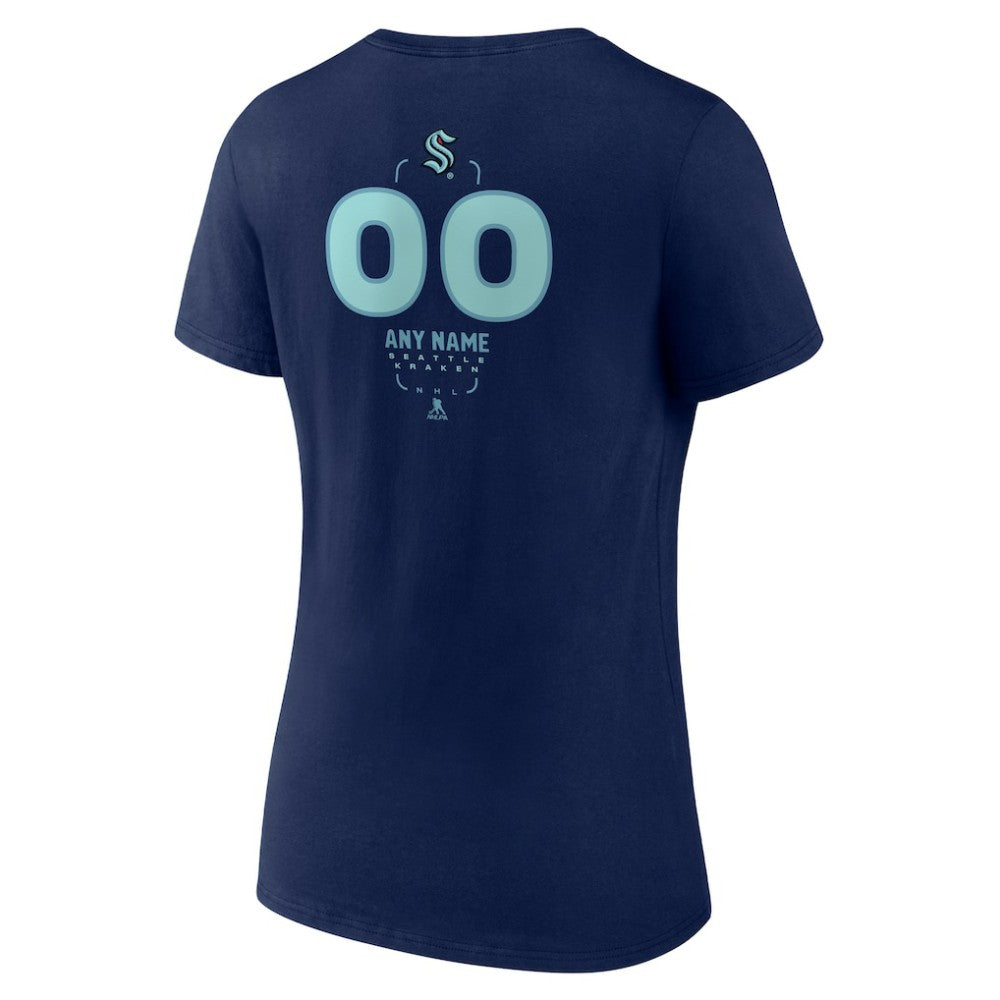 Seattle Kraken Women's Personalized Name & Number Midfielder V-Neck T-Shirt Deep Sea Blue