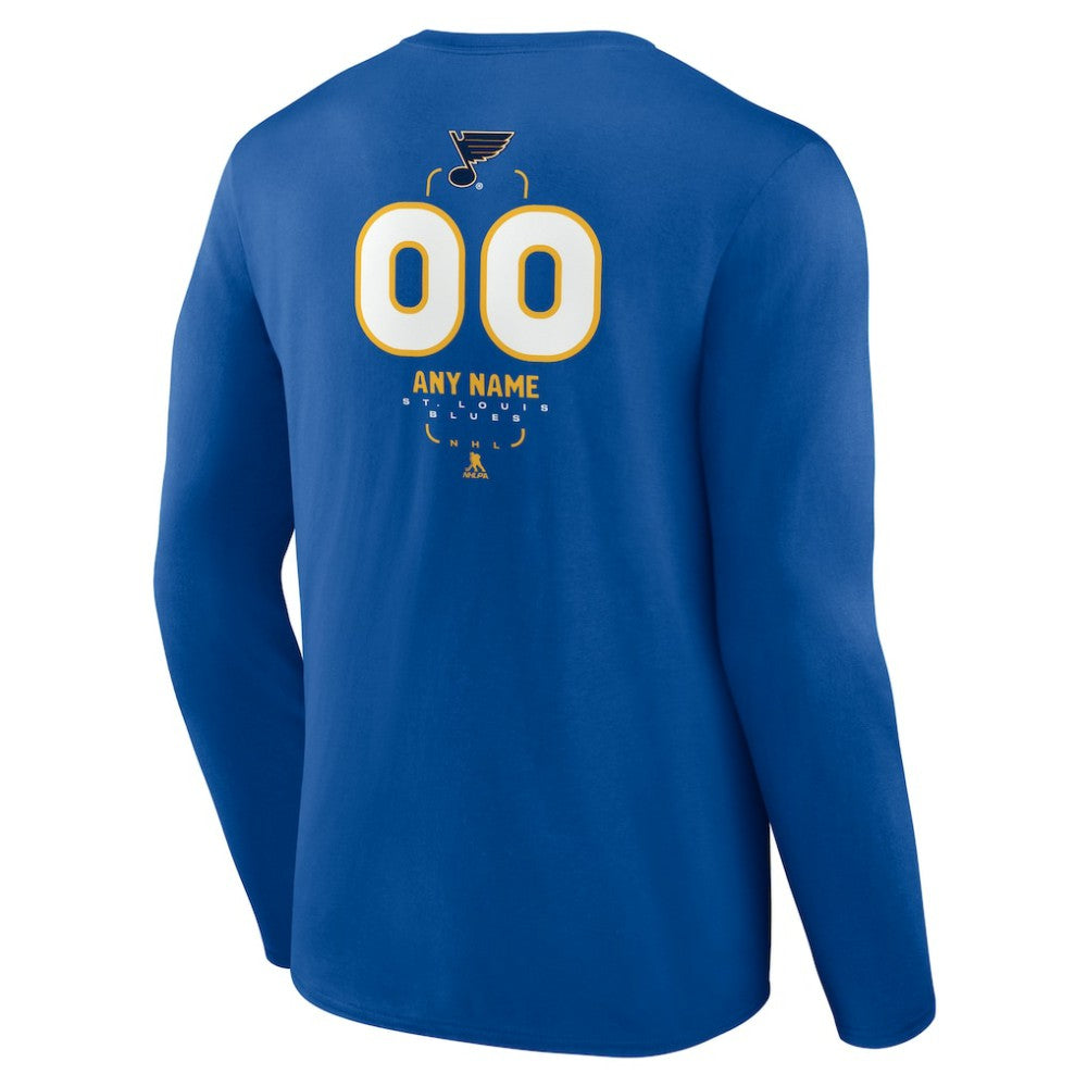 St. Louis Blues - Personalized Name & Number Midfielder Long Sleeve T-Shirt Blue