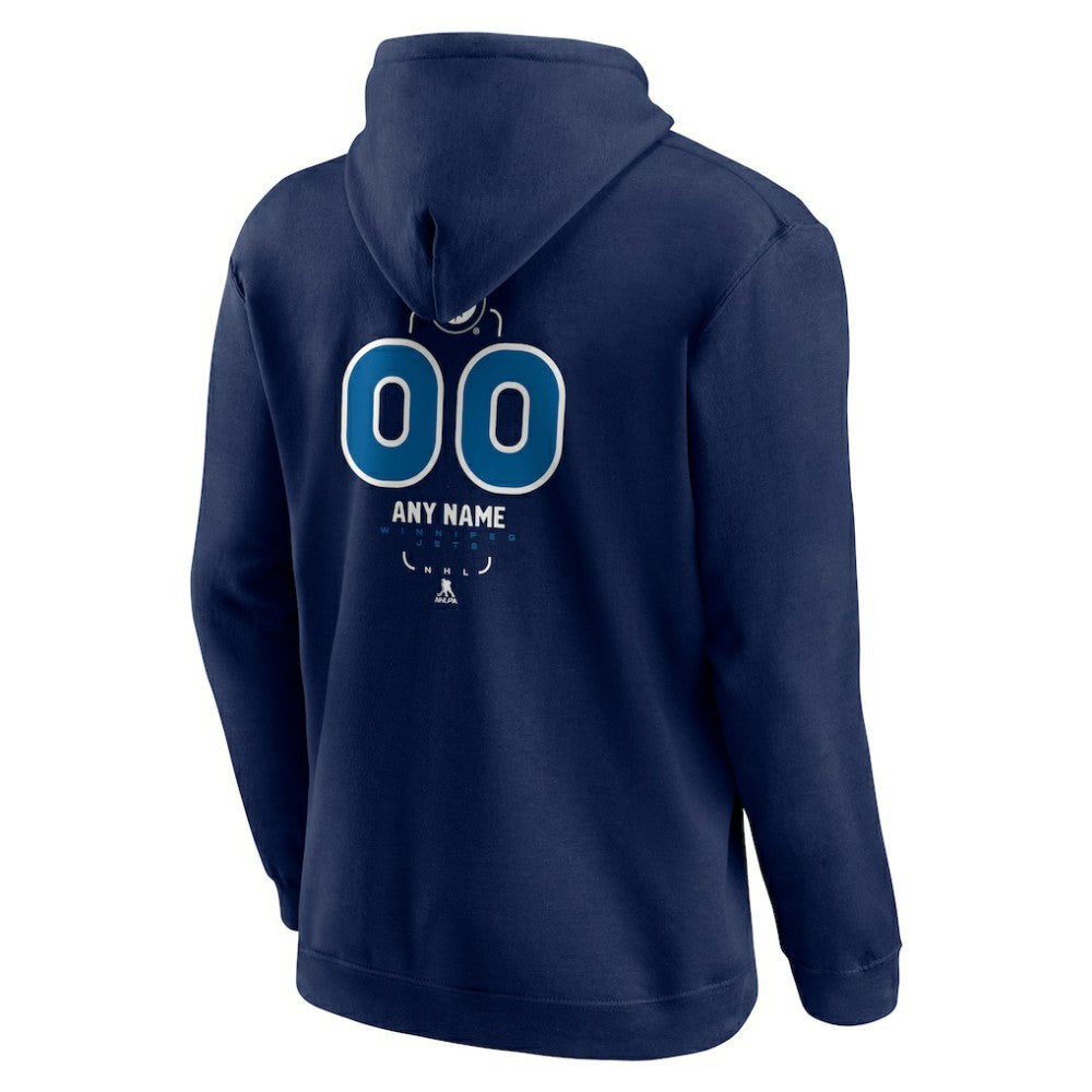 Winnipeg Jets - Personalized Name & Number Midfielder Pullover Hoodie Navy