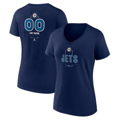 Winnipeg Jets - Women's Personalized Name & Number Midfielder V-Neck T-Shirt Navy