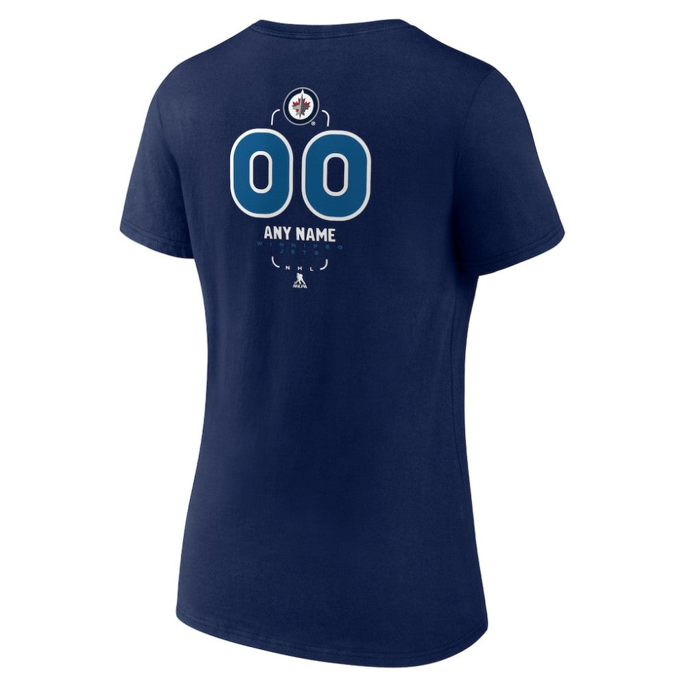 Winnipeg Jets - Women's Personalized Name & Number Midfielder V-Neck T-Shirt Navy