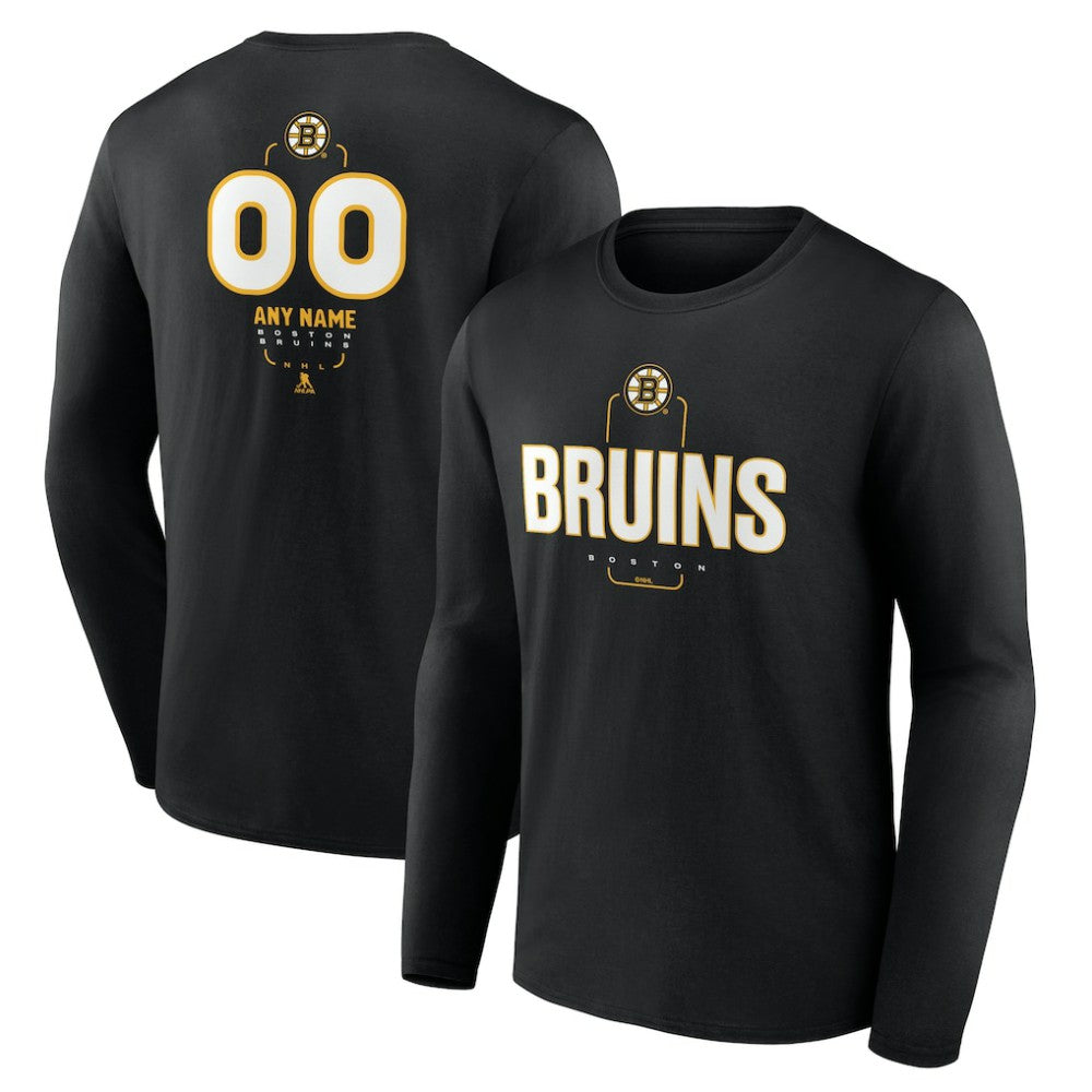 Boston Bruins Personalized Name & Number Midfielder Long Sleeve T-Shirt Black