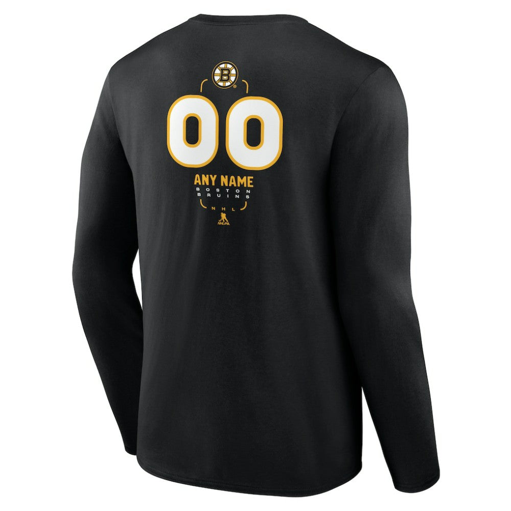 Boston Bruins Personalized Name & Number Midfielder Long Sleeve T-Shirt Black